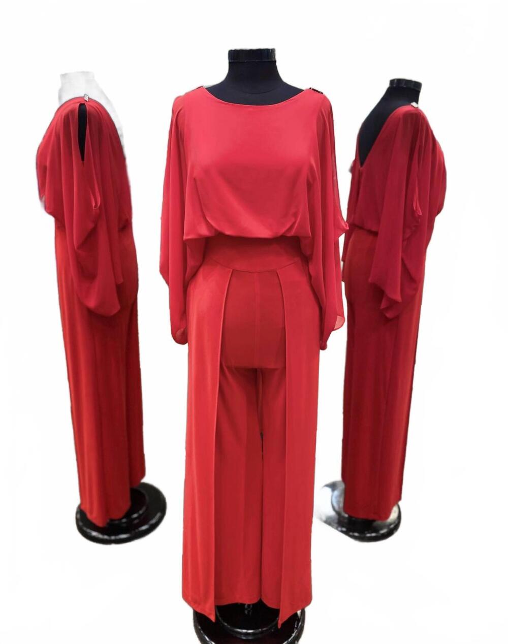 NEW FRANK LYMAN women's long sleeve jumpsuit in tomato
